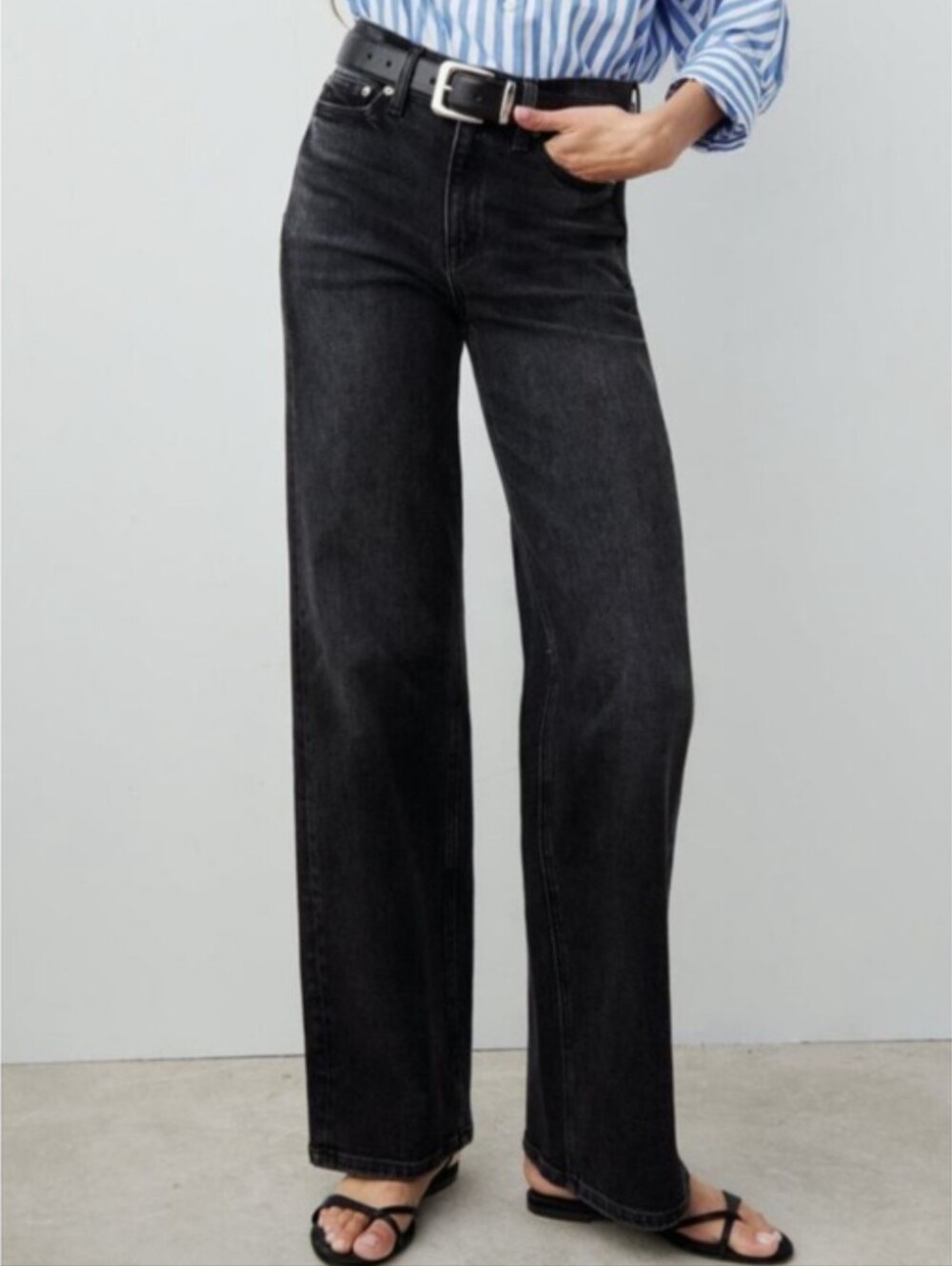 AYR The Secret Sauce Jeans Loose Straight Leg Date Night Washed Black Size 25S